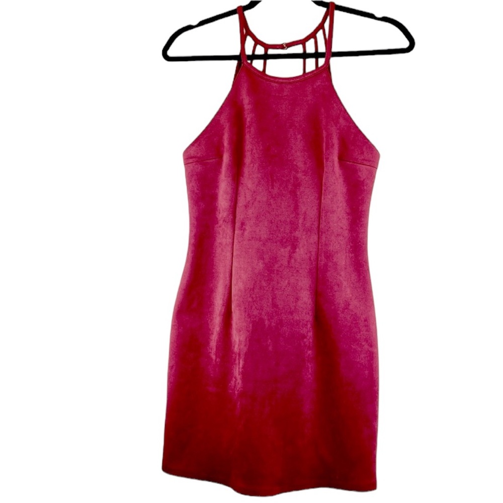 Urban Outfitters Dark Red Faux Suede Mini Dress Sz 4